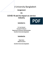 Stamford University Bangladesh: Assignment On COVID 19 and Its Impact On Service Industry