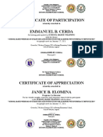 Certificate of Participation Emmanuel B. Cerda: Is Hereby Awarded To