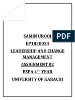 Samin Urooj EP1830034 Leadership and Change Management Assignment 02 Bspa 4 Year University of Karachi