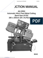 Instruction Manual: AH-250H Automatic Hitch Feed Metal Cutting Band Saw (415V) 280 X 250mm (W X H) Rectangle