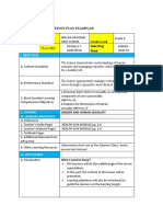 Lesson Plan Examplar School Grade Level: Learning Area