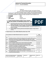 EDUC 101 - Course Syllabus: Department of Teacher Education