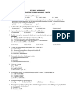 Revision Worksheet Photosynthesis in Higher Plants: Statements