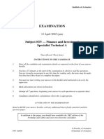 Examination: Subject ST5 Finance and Investment Specialist Technical A