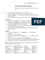 Elements Compounds and Mixtures Worksheet