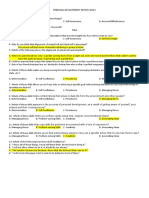 PERSONAL DEVELOPMENT QUIZ Week 1 and 2 ANSWER KEYS