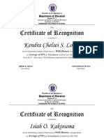 Certificate of Recognition Academic
