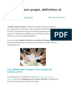 Etude D'avant-Projet, Définition Et Étapes - Avant-Projet Sommaire Et Définitif