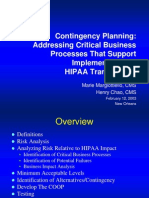 Contingency Planning: Addressing Critical Business Processes That Support Implementation of HIPAA Transactions