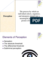 The Process by Which An Individual Selects, Organizes, and Interprets Stimuli Into A Meaningful and Coherent Picture of The World