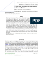 Diversity Assessment of Yield Yield Contributing Traits and Earliness of Advanced T-Aman Rice Oryza Sativa L. Lines