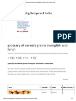 Glossary of Cereals-Grains in English and Hindi, Indian Cereals Grains