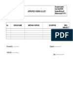 Approved Chemical List: No: Supplier Name Materials Supplied Description Msds Available?