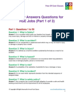 Interview Answers Questions For HSE Jobs (Part 1 of 3) : Free of Cost Classes