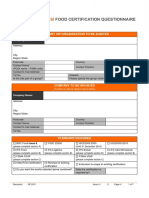 GF0101 Generic Food Certification Questionnaire