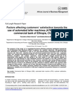 Factores Affecting Custommers' Satisfaction Towards The Use of Automated Teller Machines (ATMS)