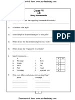 CBSE Class 6 Body Movements Worksheet