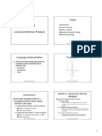 Lexical and Syntax Analysis: Topics