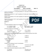 CLASS 10+2 Subject: Biology Time:3Hrs Sample Paper 3 DATE: 10.02.2021 M.M.: 70