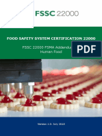 Food Safety System Certification 22000: FSSC 22000 FSMA Addendum For Human Food