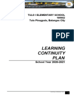 Learning Continuity Plan: Tulo I Elementary School 109562 Tulo Pinagpala, Batangas City