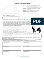 Identifying Persuasive Devices: Read The Following Passage. Children and Sport