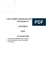 Course: English Communication and Writing Skills BS-Economics-IV Topic Presentation Skills
