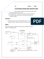 Familiarization of LCR Meter, Energy Meter and Power Meter: Experiment No: 04 DATE:-/ / 2020