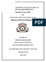 " BDV (Break Down Voltage) Test On Power Transformer Oil " Submitted Successfully For Diploma in Electrical Engineering