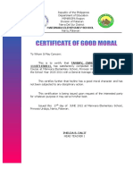 Certificate of Good Moral