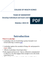 Hawasa College of Health Scince Team of Midwifery Develop Individual and Team and Lead Small Team Makida J 2015 EC