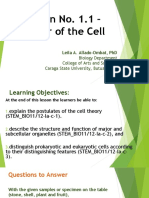 Session No 1.1. A Tour of The Cell