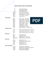 Materials Management Master Data Transactions