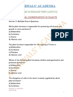 Icse Class 10 Biology Chemical Coordination in Plants Test