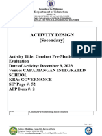 Activity Design Pre Monitoring