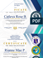 Certificate of Recognition Allport Honors