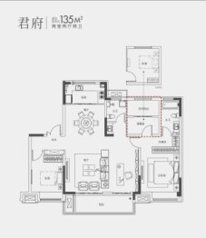 汇景·君悦府2室2厅1厨2卫建面135.00㎡