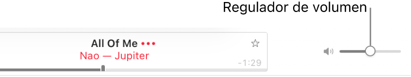 El regulador de volumen en el área superior derecha de Apple&nbsp;Music.
