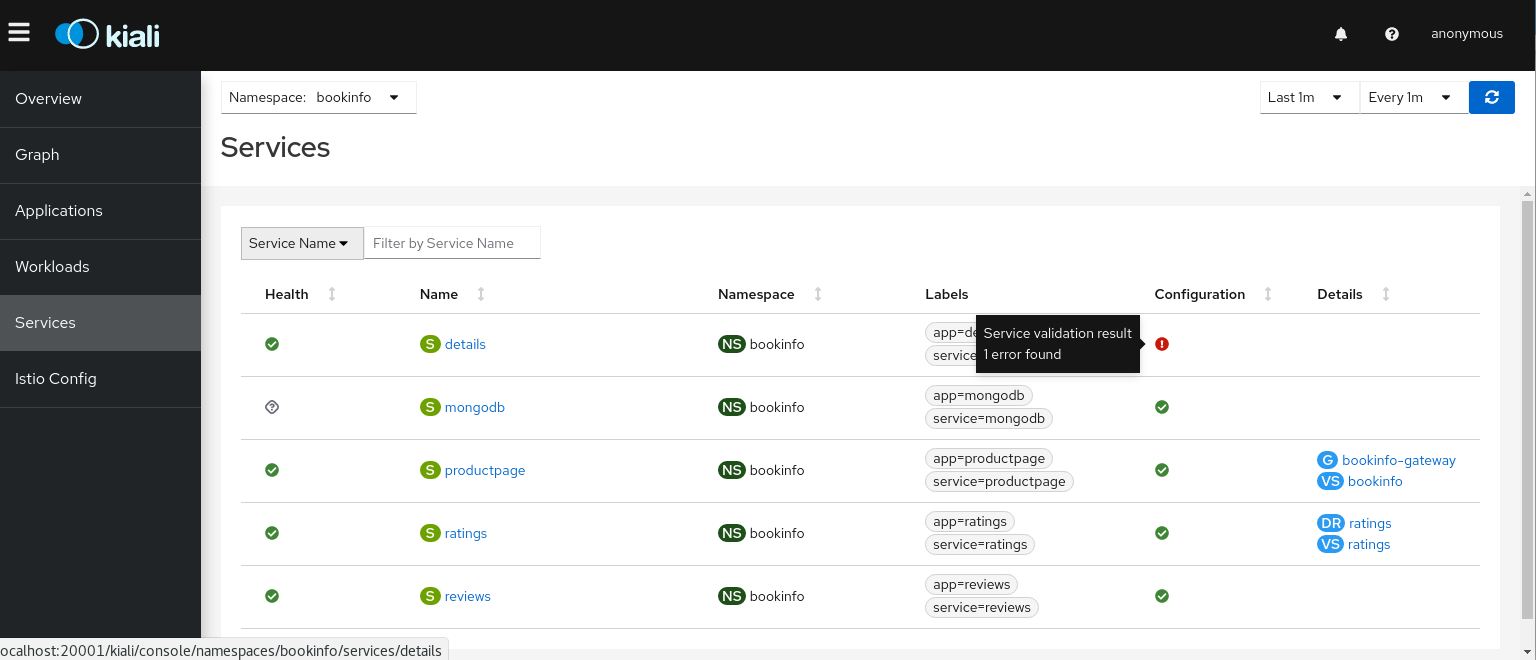 Services List Showing Invalid Configuration