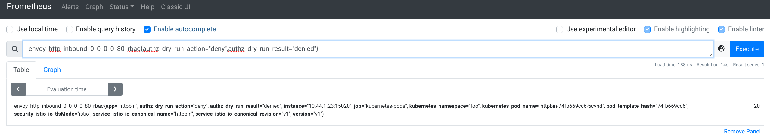 Prometheus dashboard