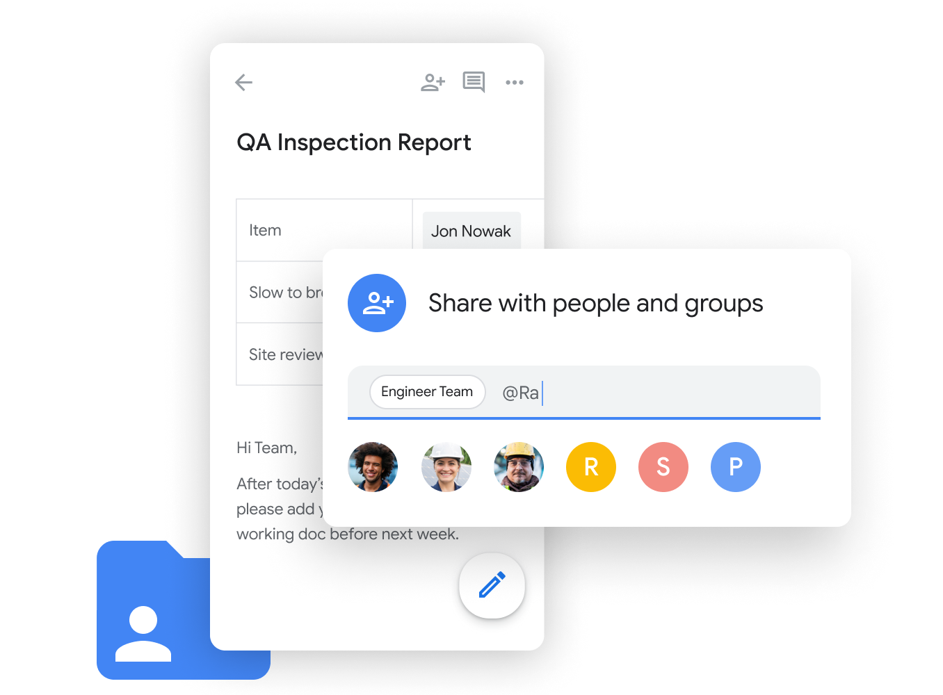 Immagine illustrativa di Workspace - i membri del team condividono e modificano fogli Google senza problemi con Google Chat