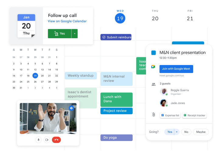 Calendario que se puede compartir con Google Workspace.