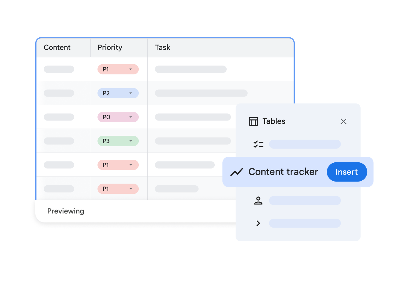 Stylised spreadsheet showing multiple types of smart chips 