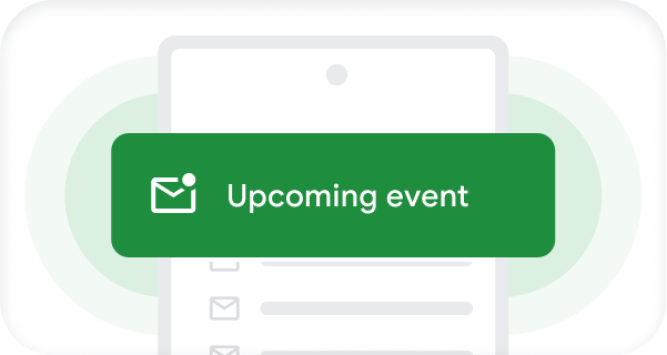 Notificação push em smartphone com a mensagem "Você terá um evento em breve" 