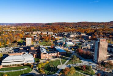 aerial photograph of Binghamton University main campus