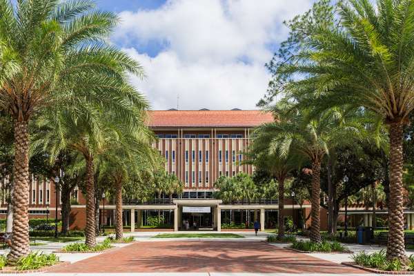 Entrance to Library West from the Plaza of the Americas