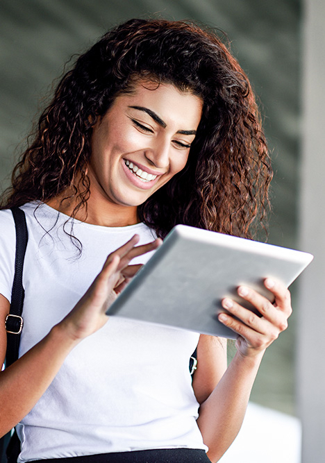 woman using ipad