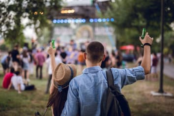 patrons at music festival during the summer