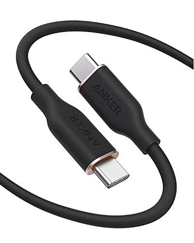 Anker PowerLine III Flow USB-C & USB-C ケーブル Anker絡まないケーブル 100W 結束バンド付き USB PD対応 シリコン素材採用 Galaxy iPad Pro MacBook Pro/Air 各種対応 (1.8m ミッドナイトブラック)