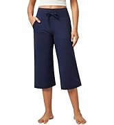 IUGA Wide Leg Capris for Women Stretch Capri Pants with Pockets High Waist Yoga Cropped Pants for...